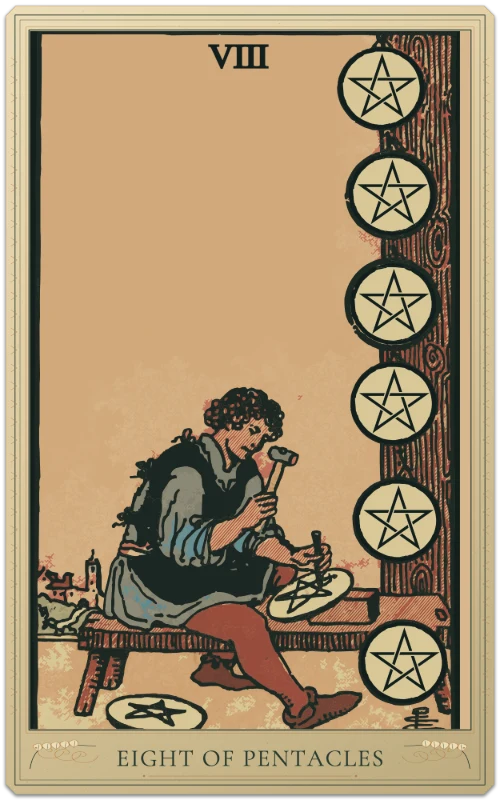 Eight of Pentacles, Waite–Smith tarot