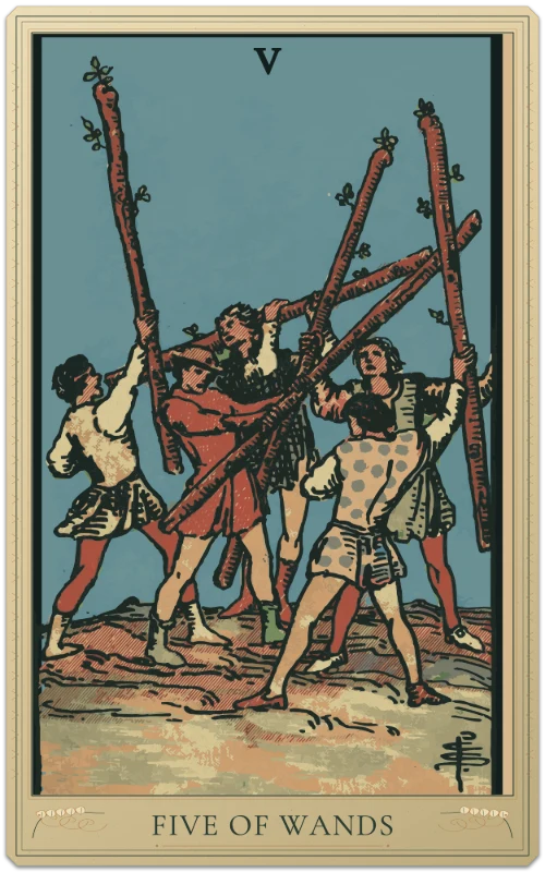 Five of Wands, Waite–Smith tarot