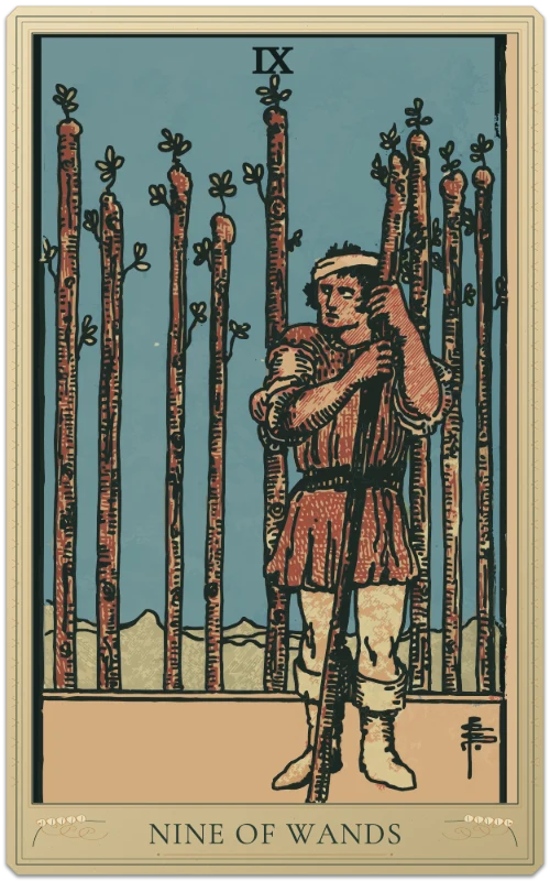Nine of Wands, Waite–Smith tarot