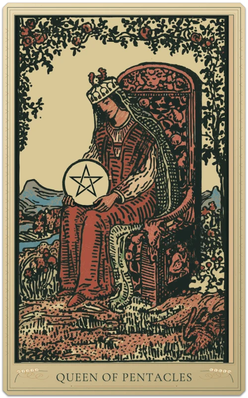 Queen of Pentacles, Waite–Smith tarot