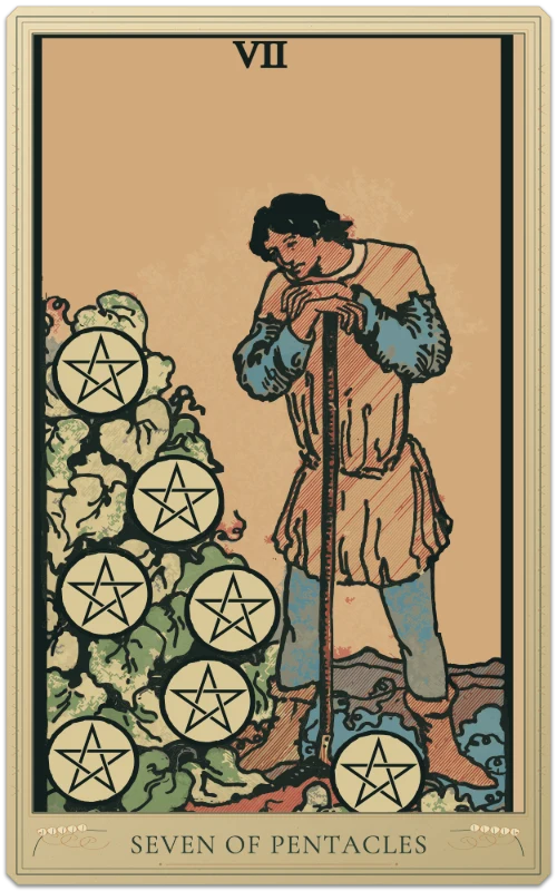 Seven of Pentacles, Waite–Smith tarot