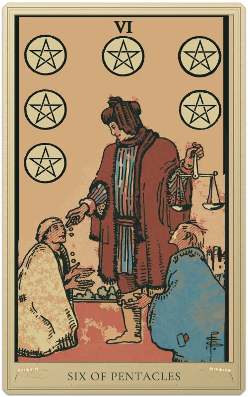 Six of Pentacles, Waite–Smith tarot