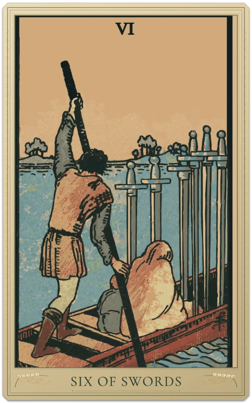 Six of Swords, Waite–Smith tarot