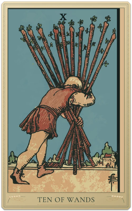 Ten of Wands, Waite–Smith tarot