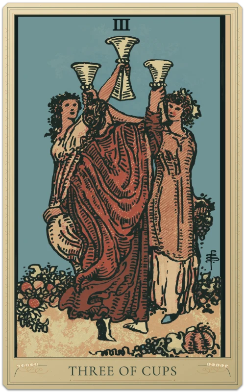 Three of Cups, Waite–Smith tarot