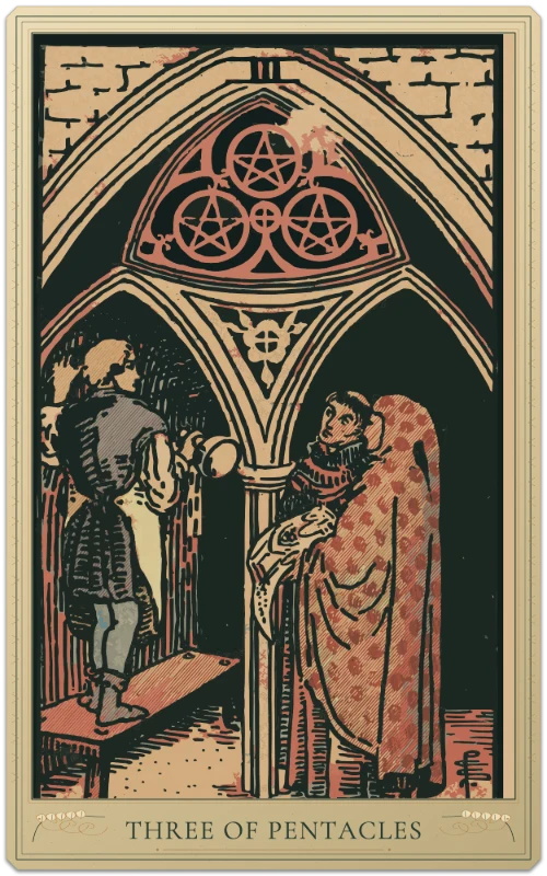 Three of Pentacles, Waite–Smith tarot
