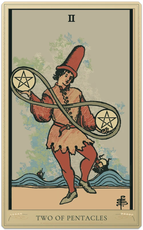 Two of Pentacles, Waite–Smith tarot